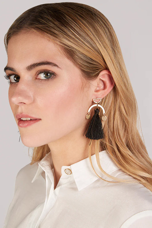 Millie Tassel And Brushed Gold Drop Earrings