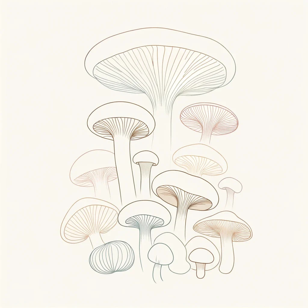 Minimalist Mushroom Medley Canvas