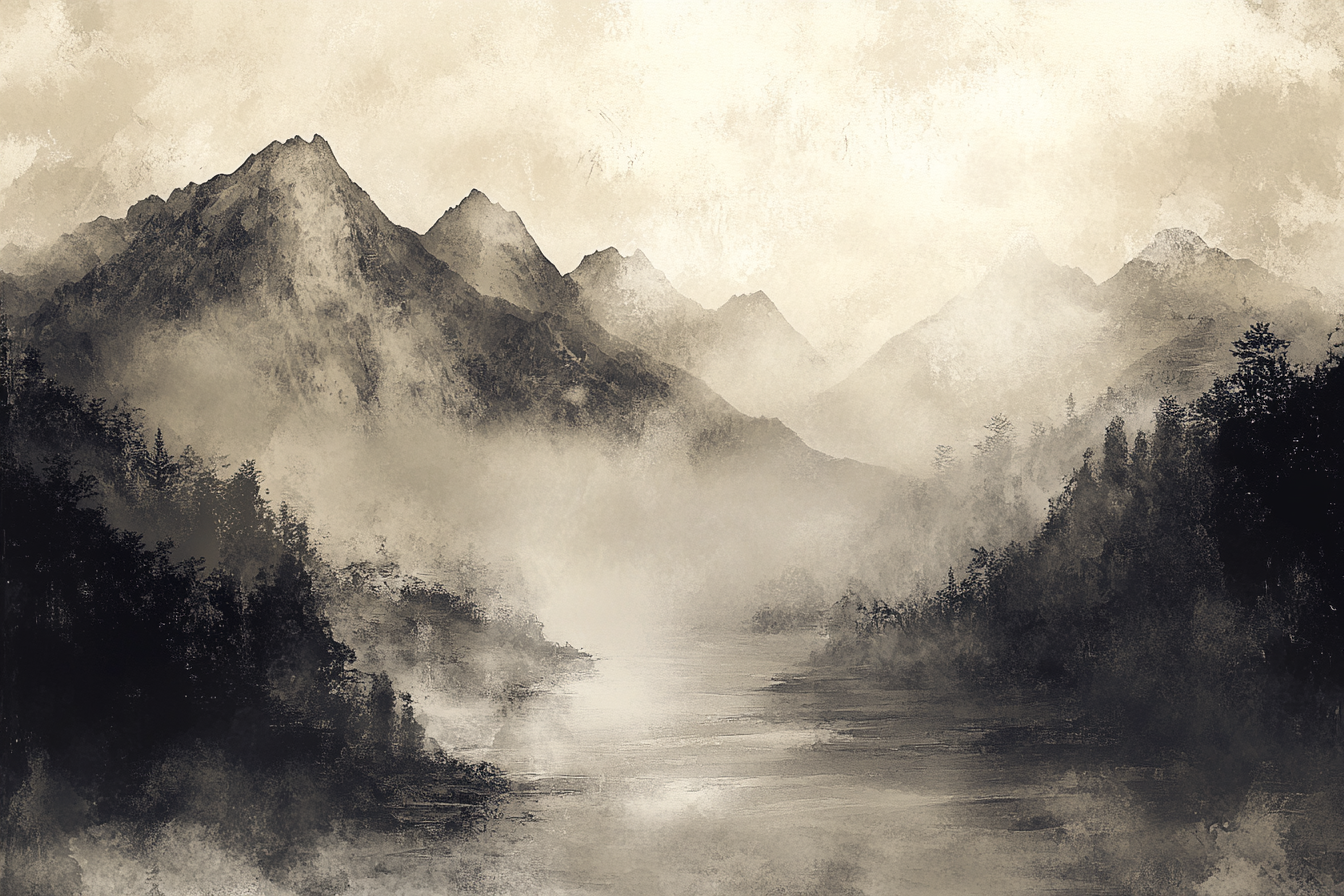 Misty Mountain Peaks Canvas