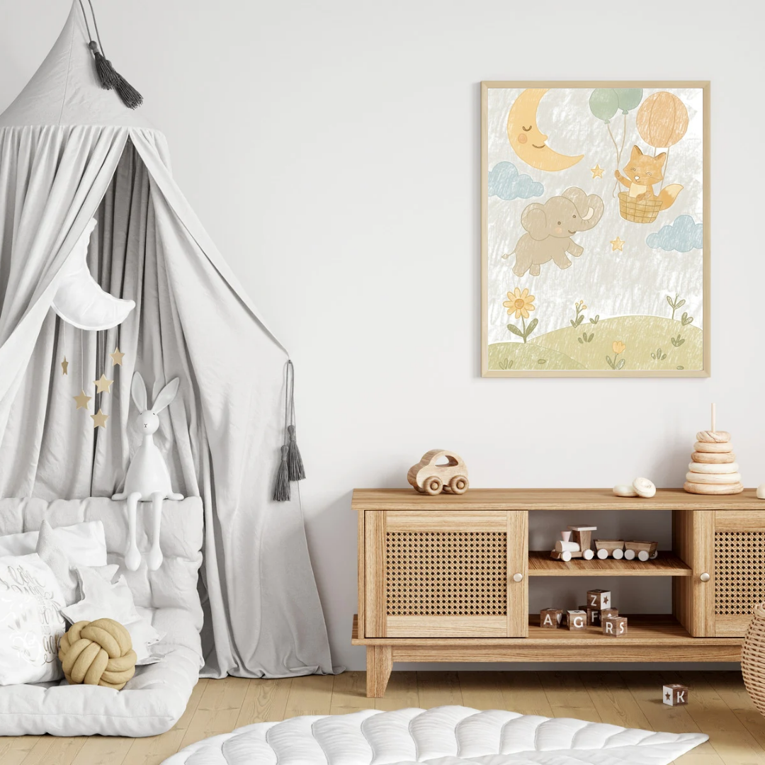 Up in the Clouds – Elephant & Fox Nursery Wall Art