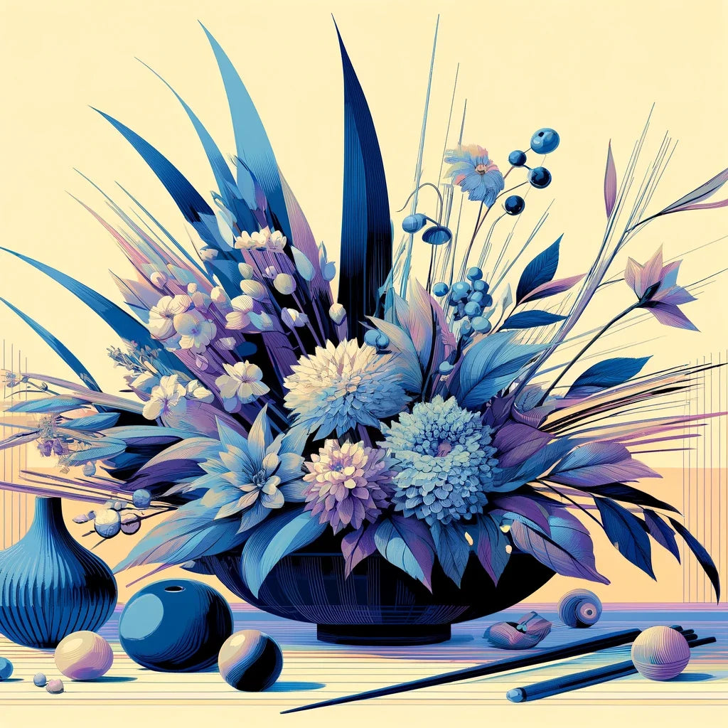 Modern Ikebana Cotton Cushion