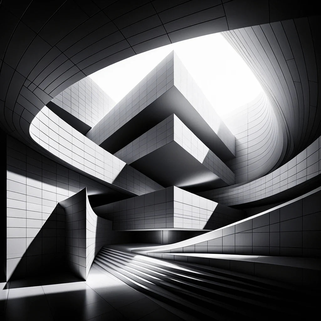 Modern Mirage: Light and Structure Canvas