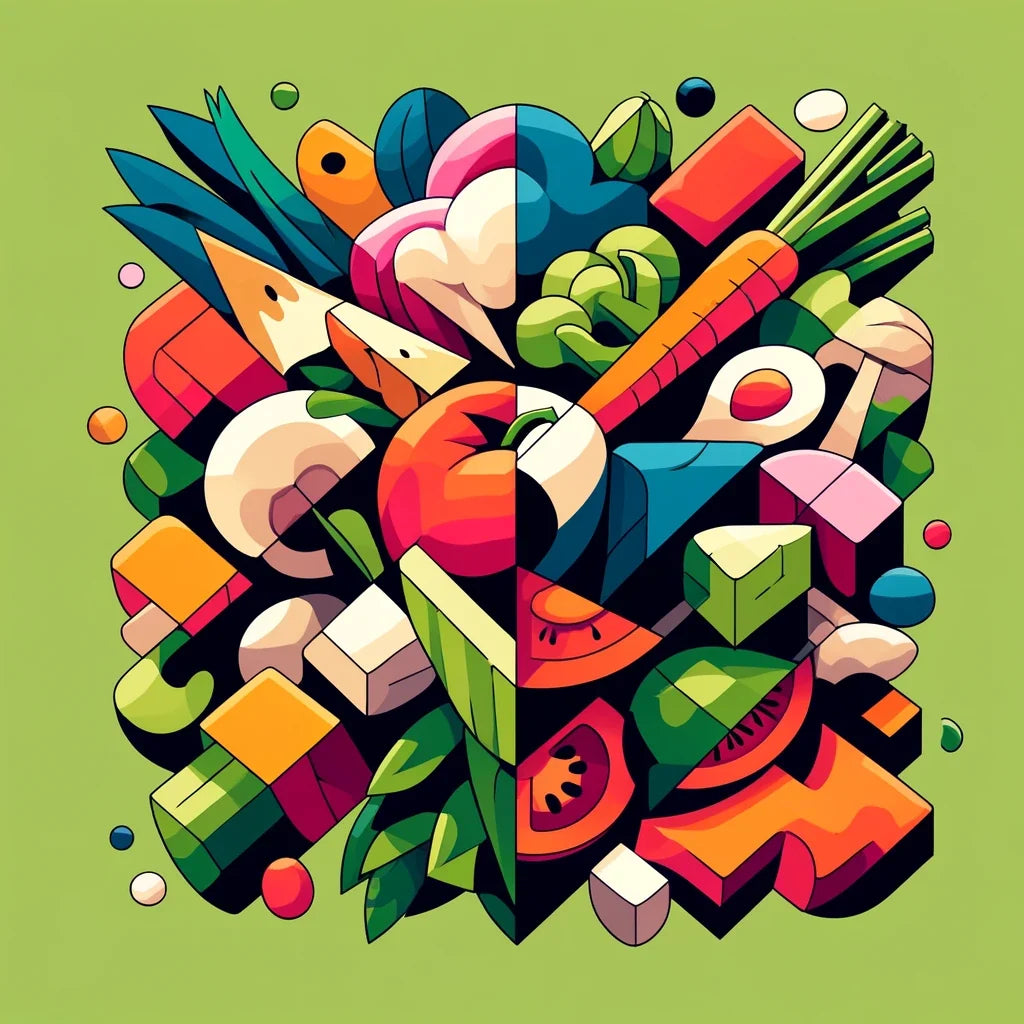 Modern Veggie Mosaic Canvas