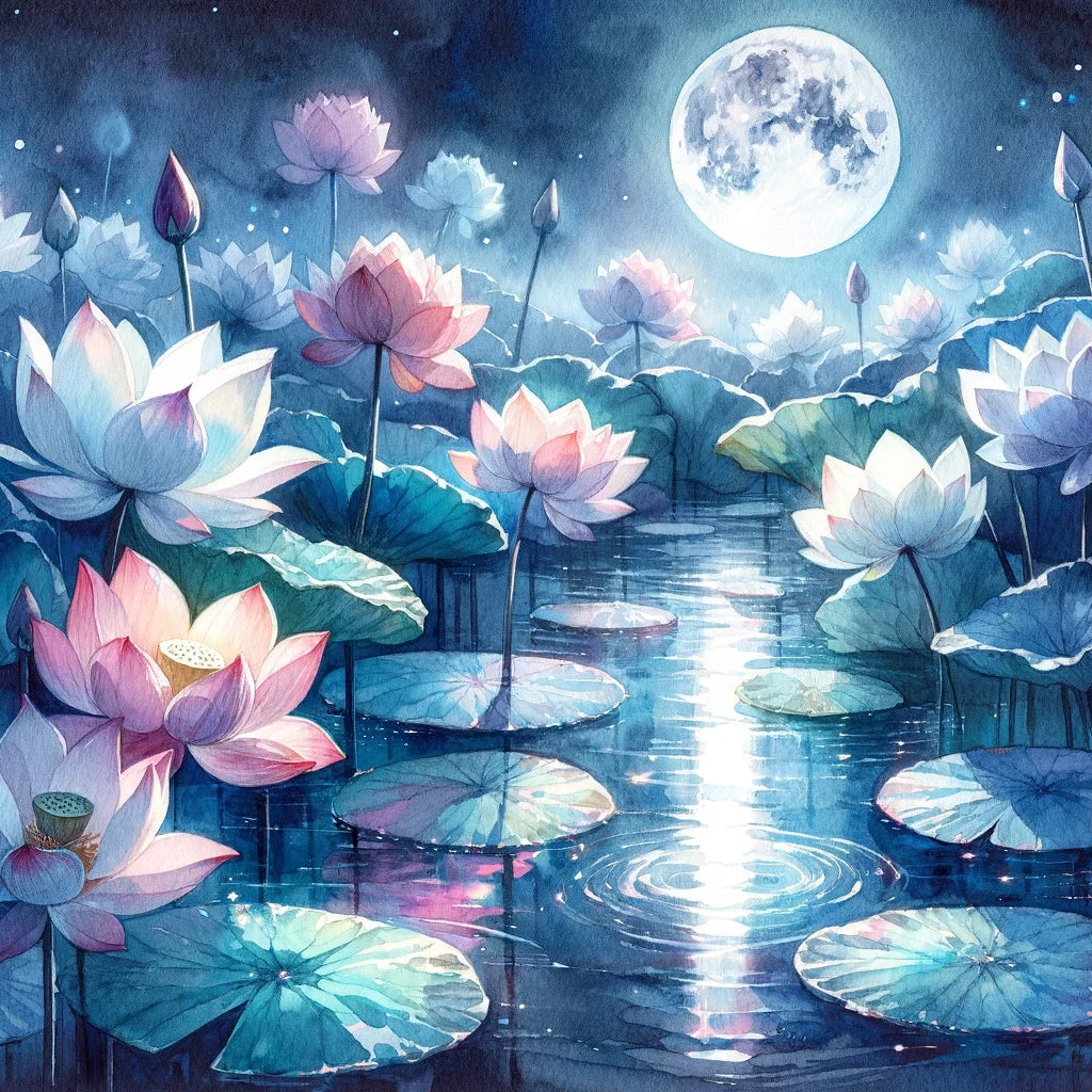 Moonlit Lotus Serenity Cotton Cushion