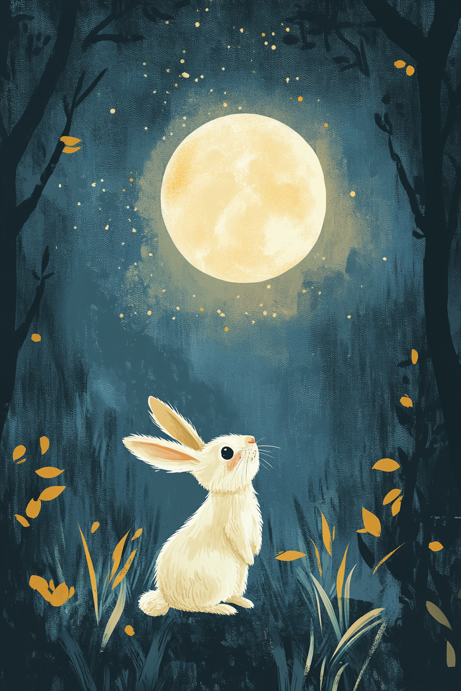Moonlit Rabbit Canvas