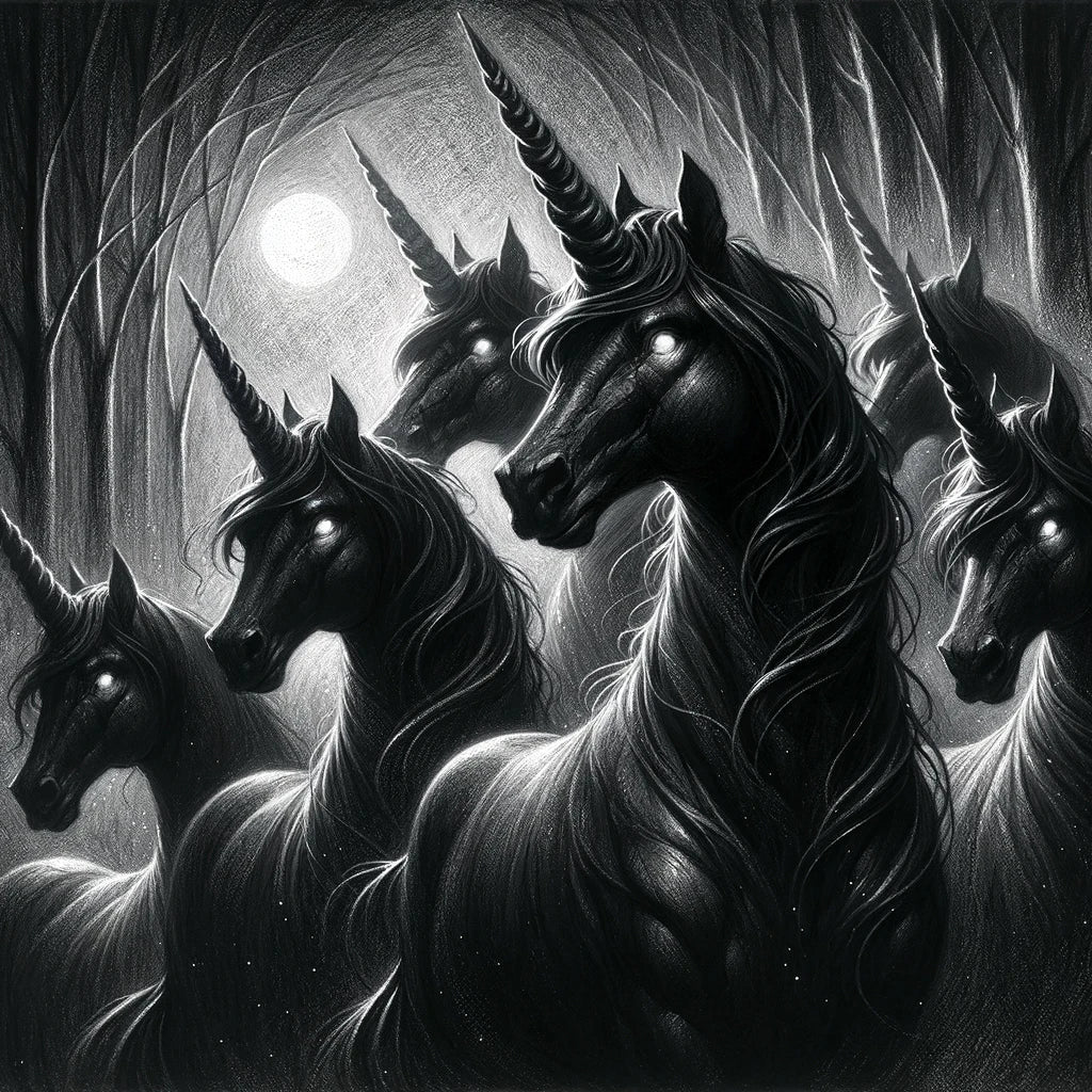 Moonlit Shadows Unicorns Canvas