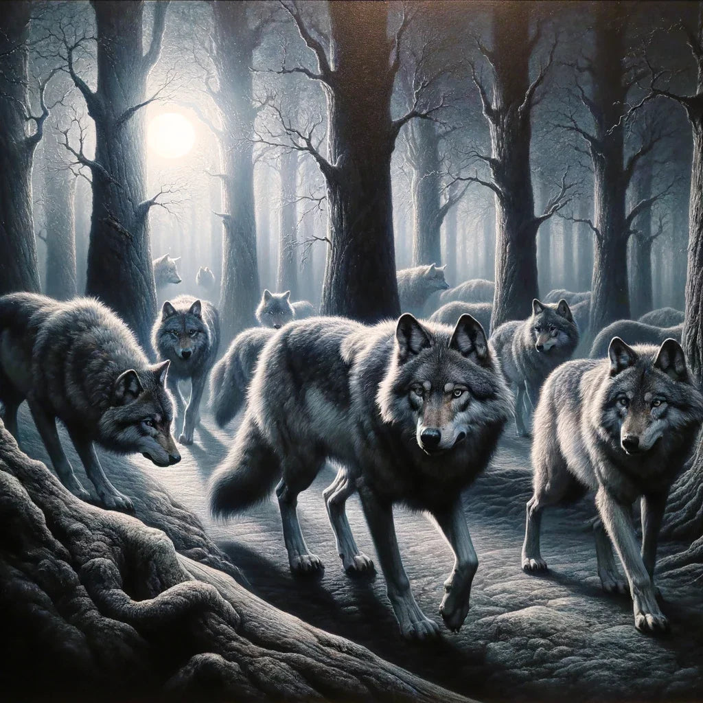 Moonlit Wolves Canvas