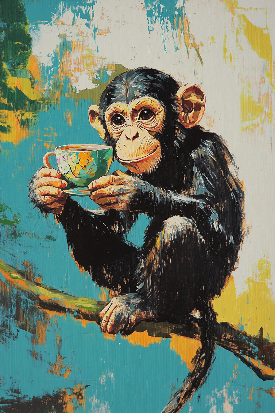Morning Brew Monkey Canvas