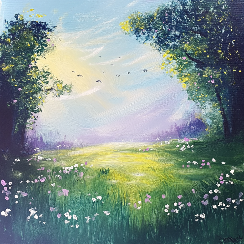 Morning Mist Meadow Canvas