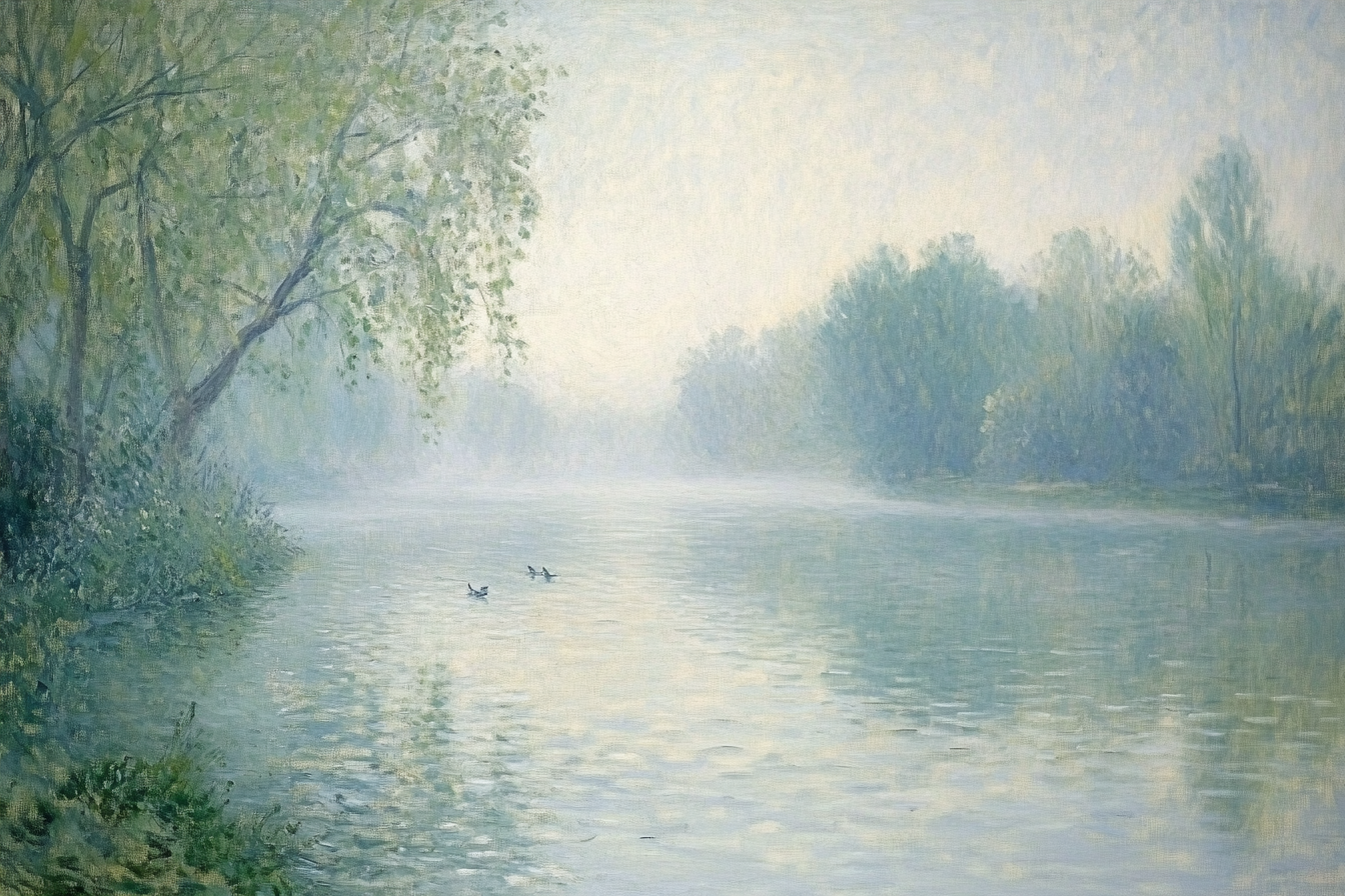 Morning Mist River Canvas