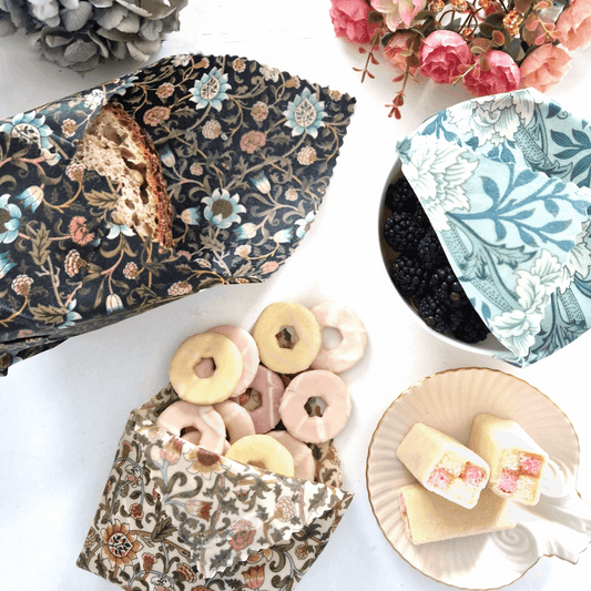 Honey Bee Good British Beeswax Set of 3 Handmade Beeswax Wraps | William Morris Hammersmith