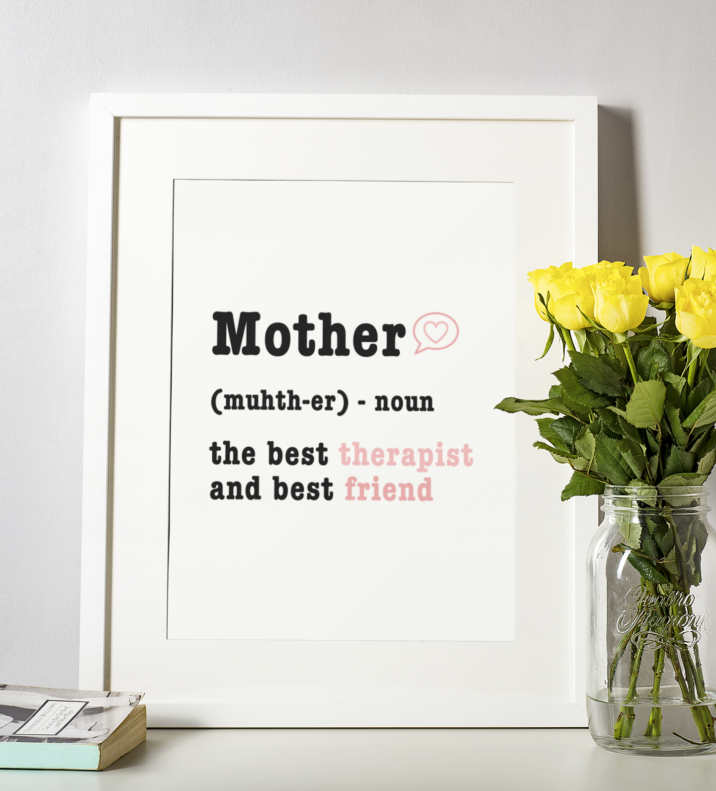 Mothers Day Mum Definition Pink Home Simple Room Wall Decor Print