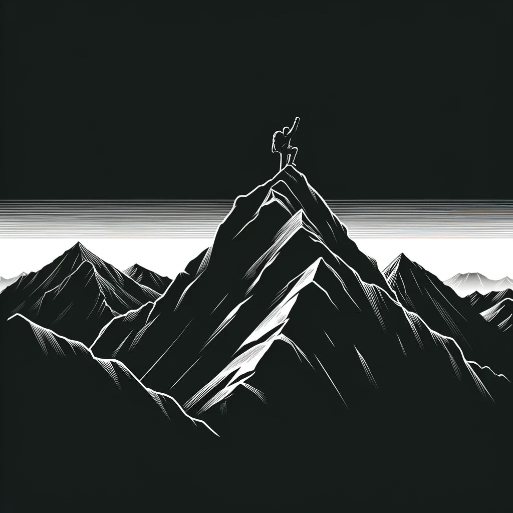 Mountaineering Adventure in Dark Tones Canvas