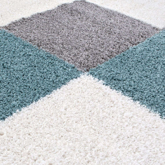 Myshaggy Geometric Duck Egg Blue Rug