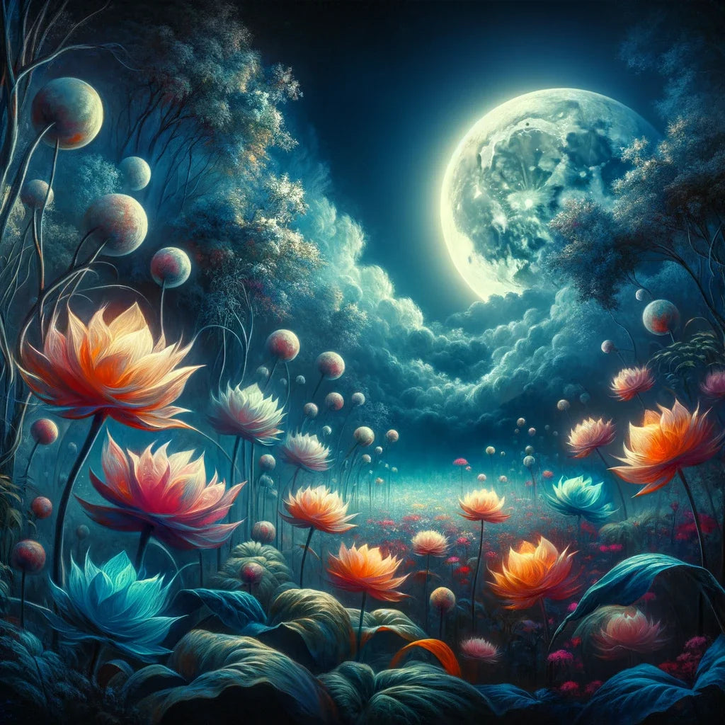 Mystic Moonlight Garden Canvas