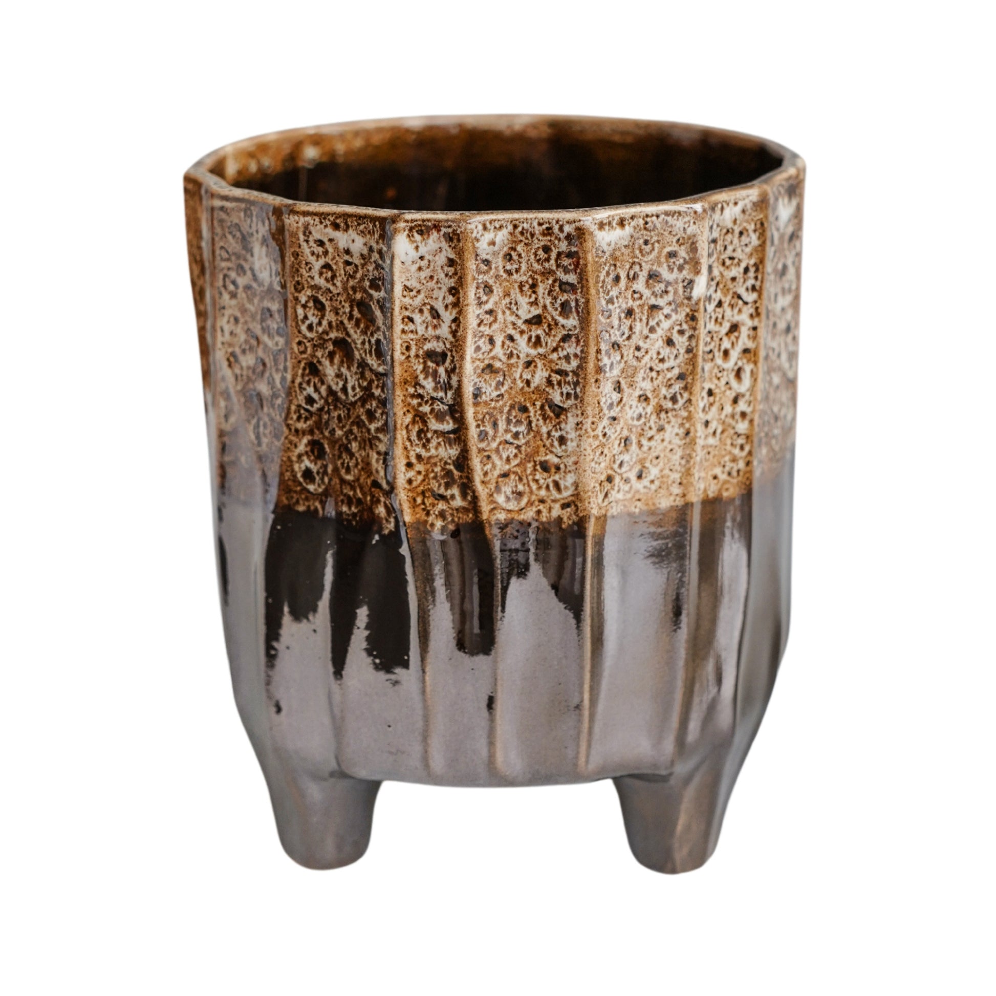 TheFoalyard Ivyline Neve Neutral & Dark 3 Leg Planter Dark