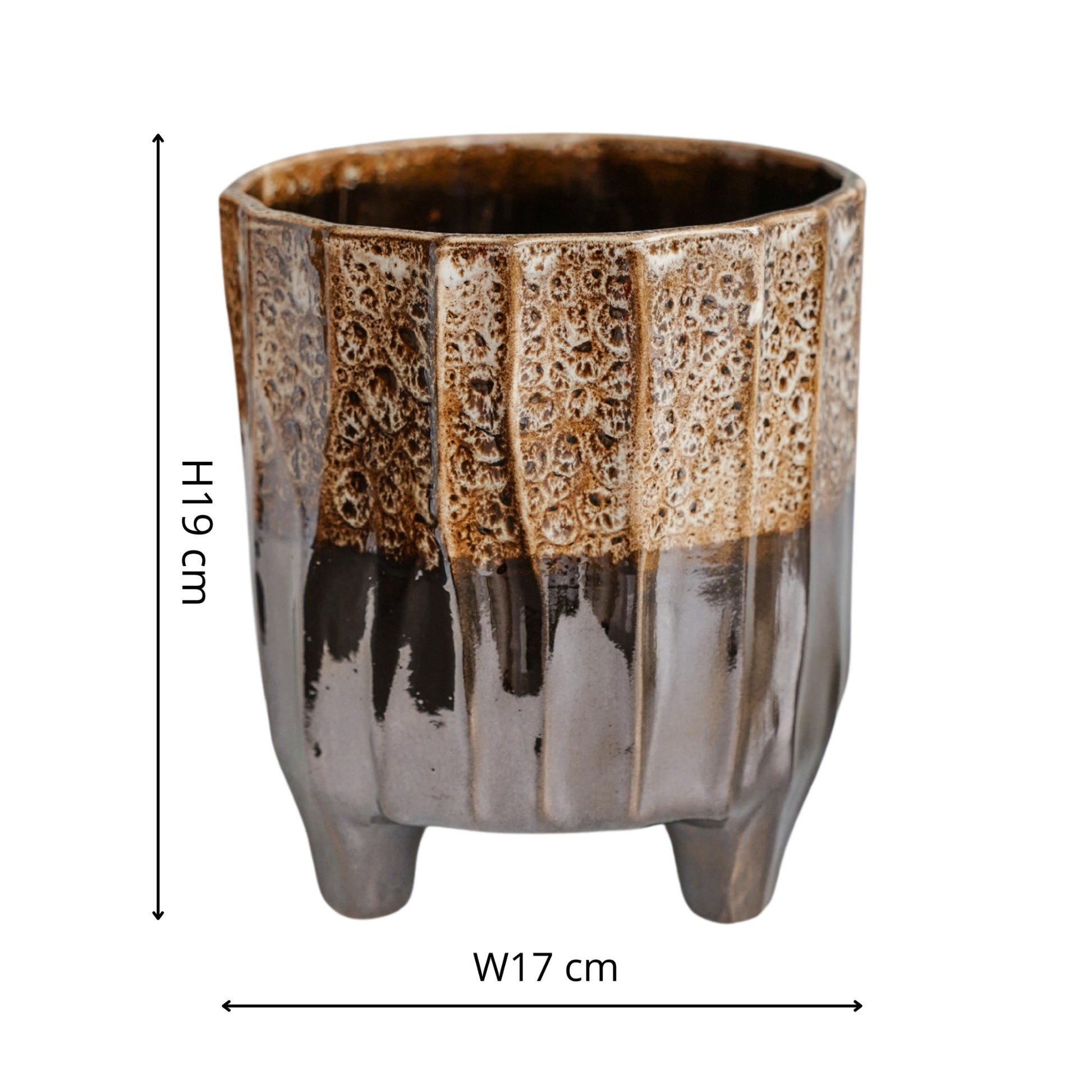 TheFoalyard Ivyline Neve Neutral & Dark 3 Leg Planter Dark