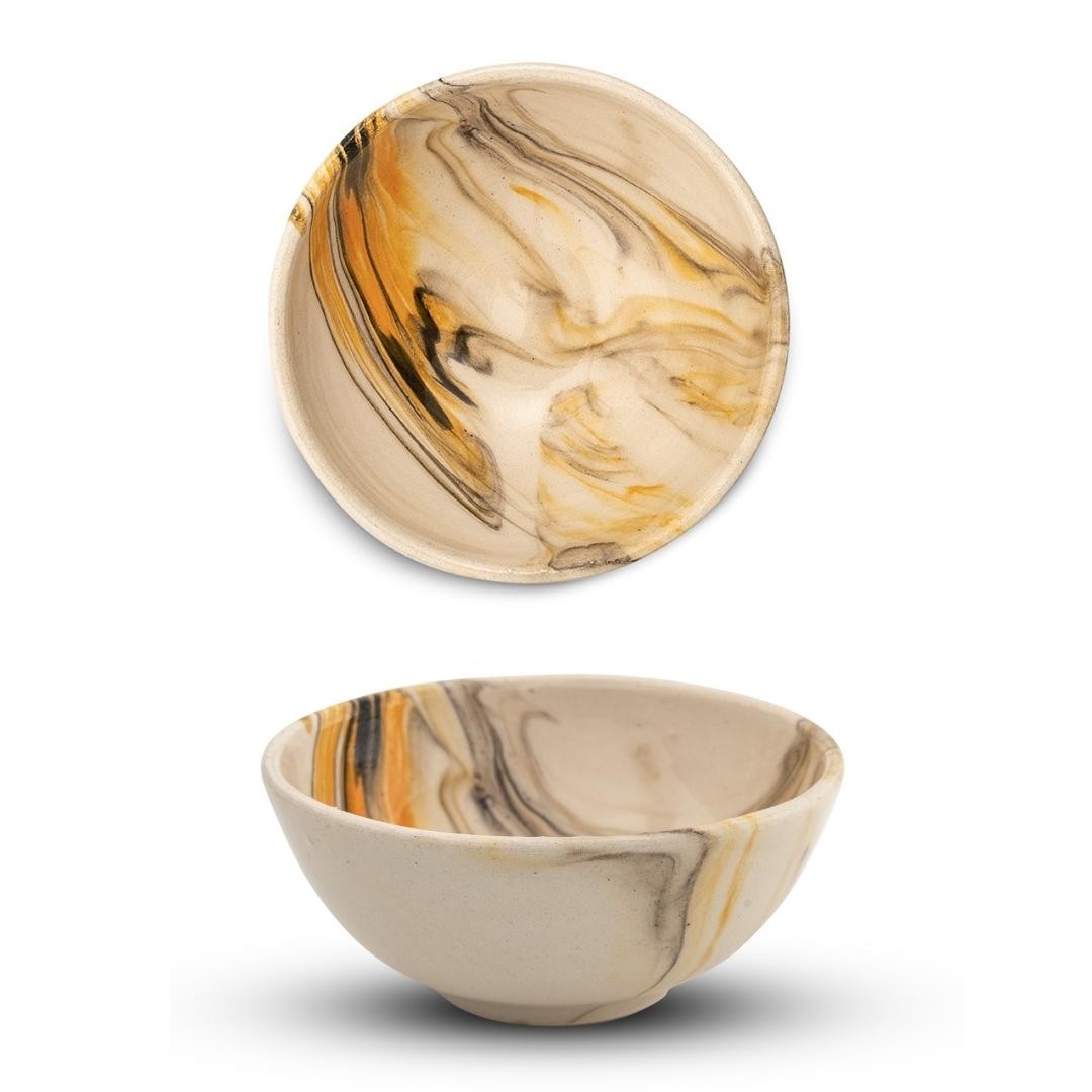 8 cm Handmade Bowl, Marble Yellow