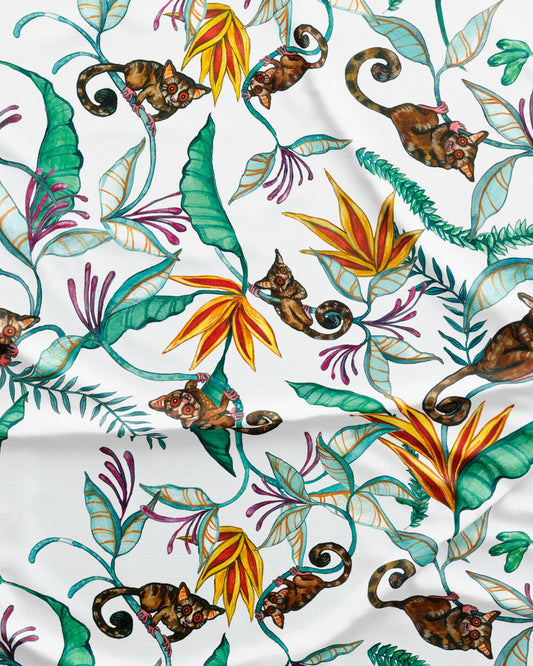 Girls Short Pyjamas - Night Monkeys White