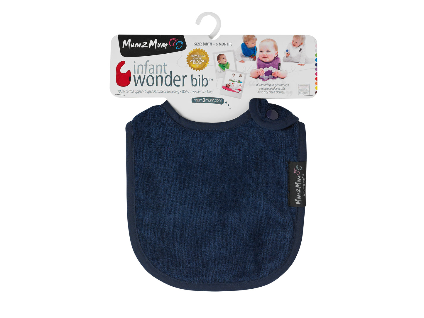 3 PACK - Mum 2 Mum Infant Wonder Bibs - Navy / Teal / Baby Blue