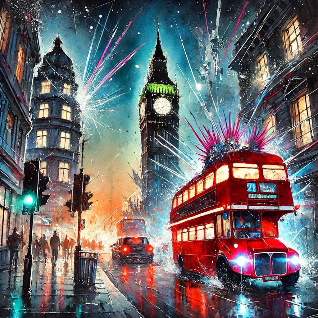 Neon Chaos London Cotton Cushion