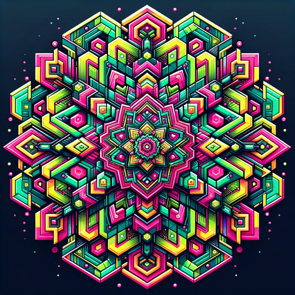 Neon Hexa-Diamond Canvas