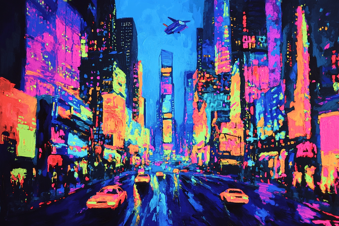 Neon Metropolis Night Canvas