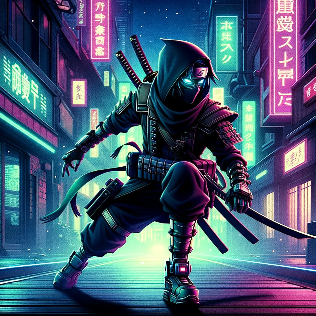 Neon Shadow Ninja Cotton Cushion