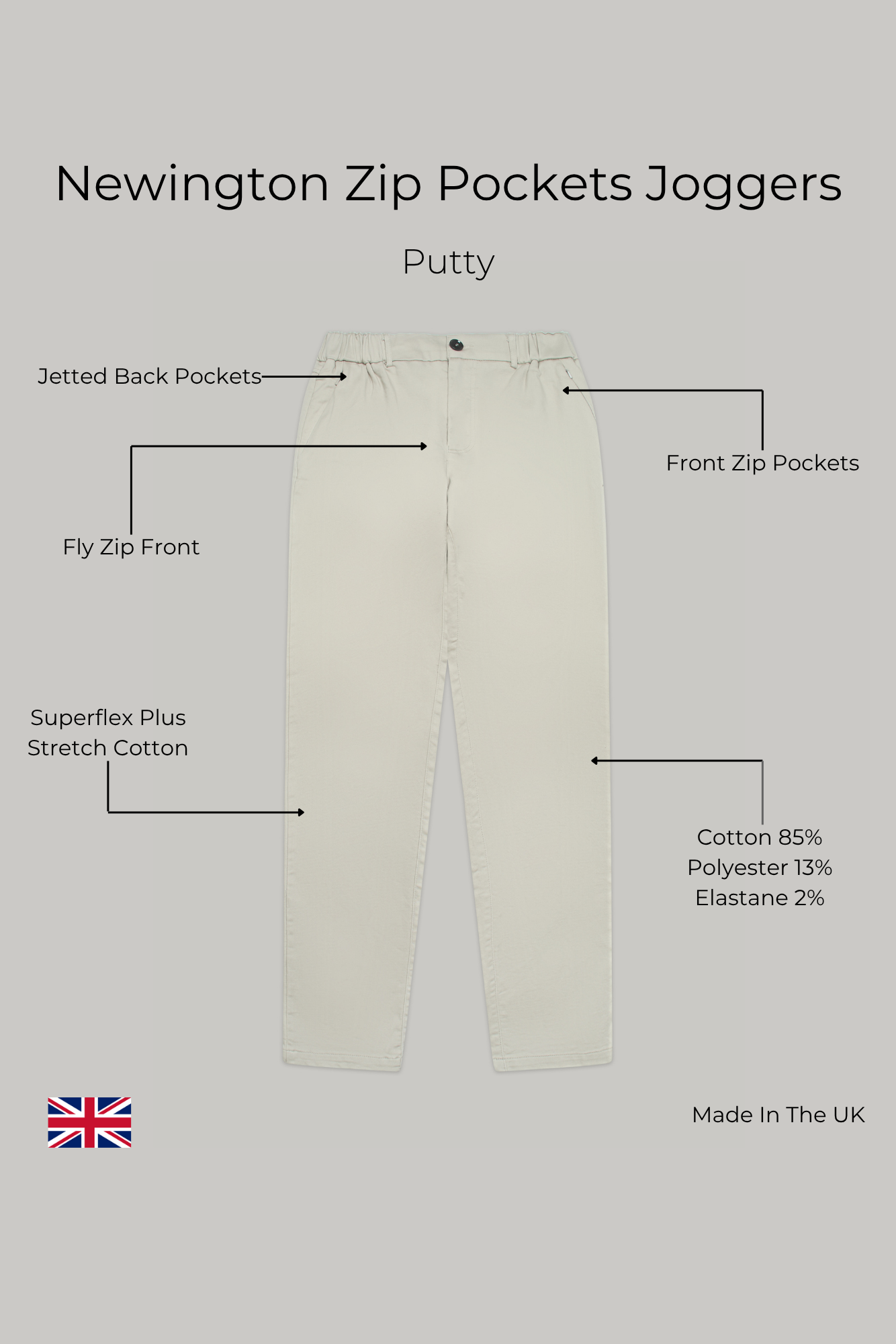 Newington Zip Pockets Joggers - Putty