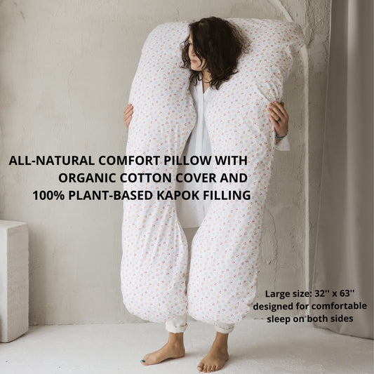 MINICAMP U-Shaped Maternity Pillow with Organic Cover in Milk White | Kapok & Latex Blend or PES Filling