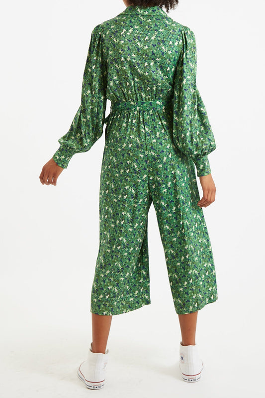 Louche Oski-Cat-Camo Print Long Sleeve Jumpsuit