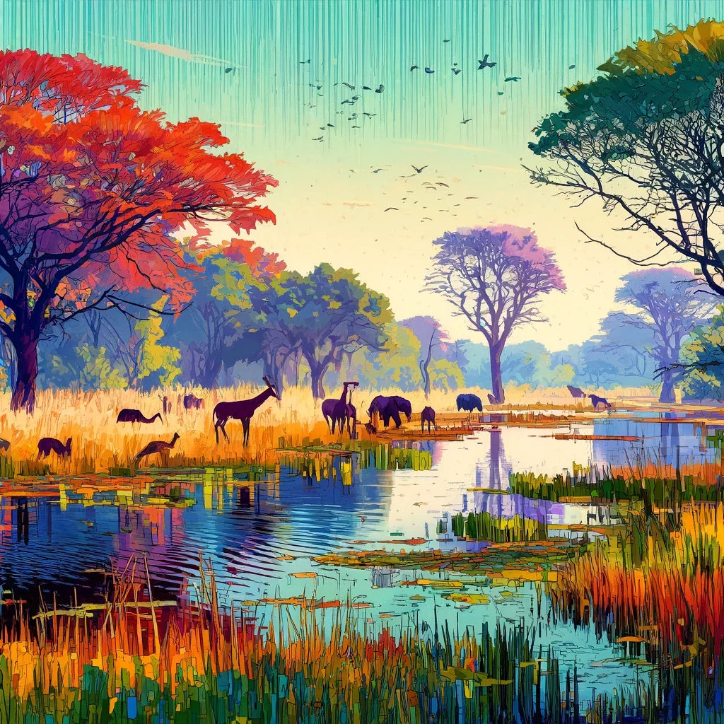 Okavango Delta Wildlife Canvas