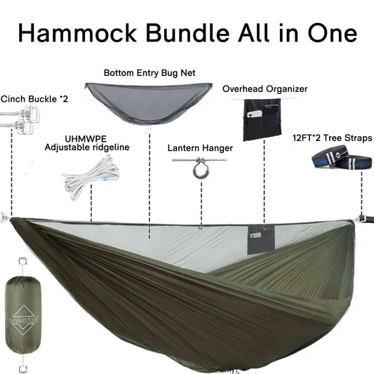 Onewind Outdoors Aerie 11' Double Camping Hammock with Mosquito Net