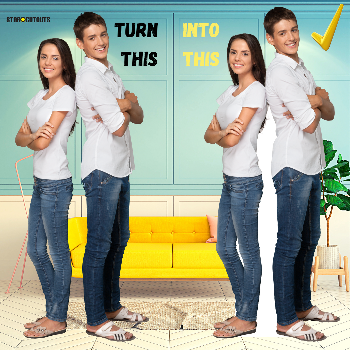 SCCUST2 Custom Cardboard Cutout Double/Wide Maximum Height 6ft 4in