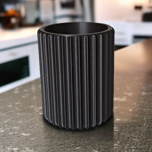 Ribbed Pen Holder with Fuzzy Texture – Modern Minimalist Desk Organiser