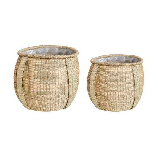 TheFoalyard Ivyline Pando Seagrass Basket Planters Natural Set of 2