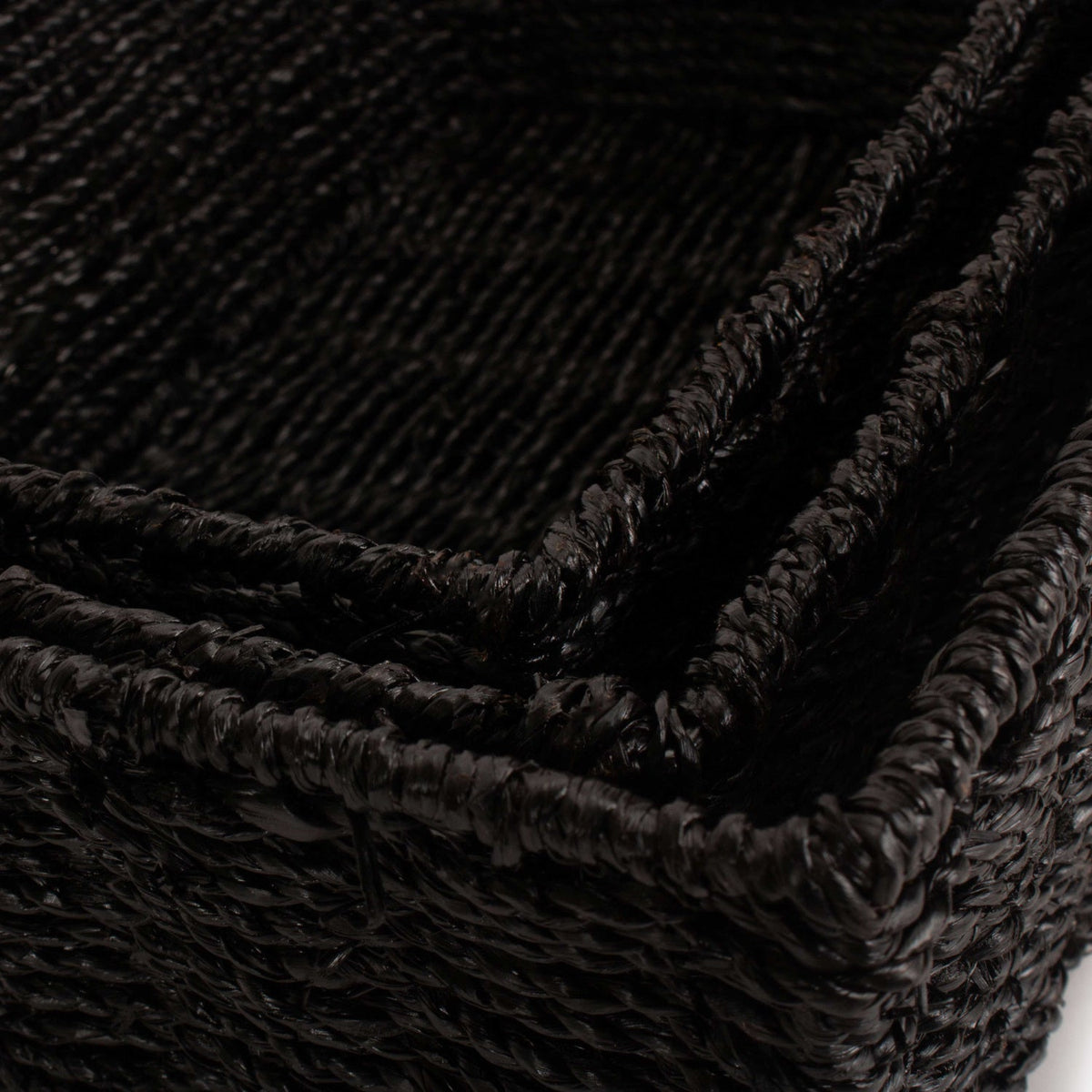 Black Paper Rope Tray Baskets Set of 3