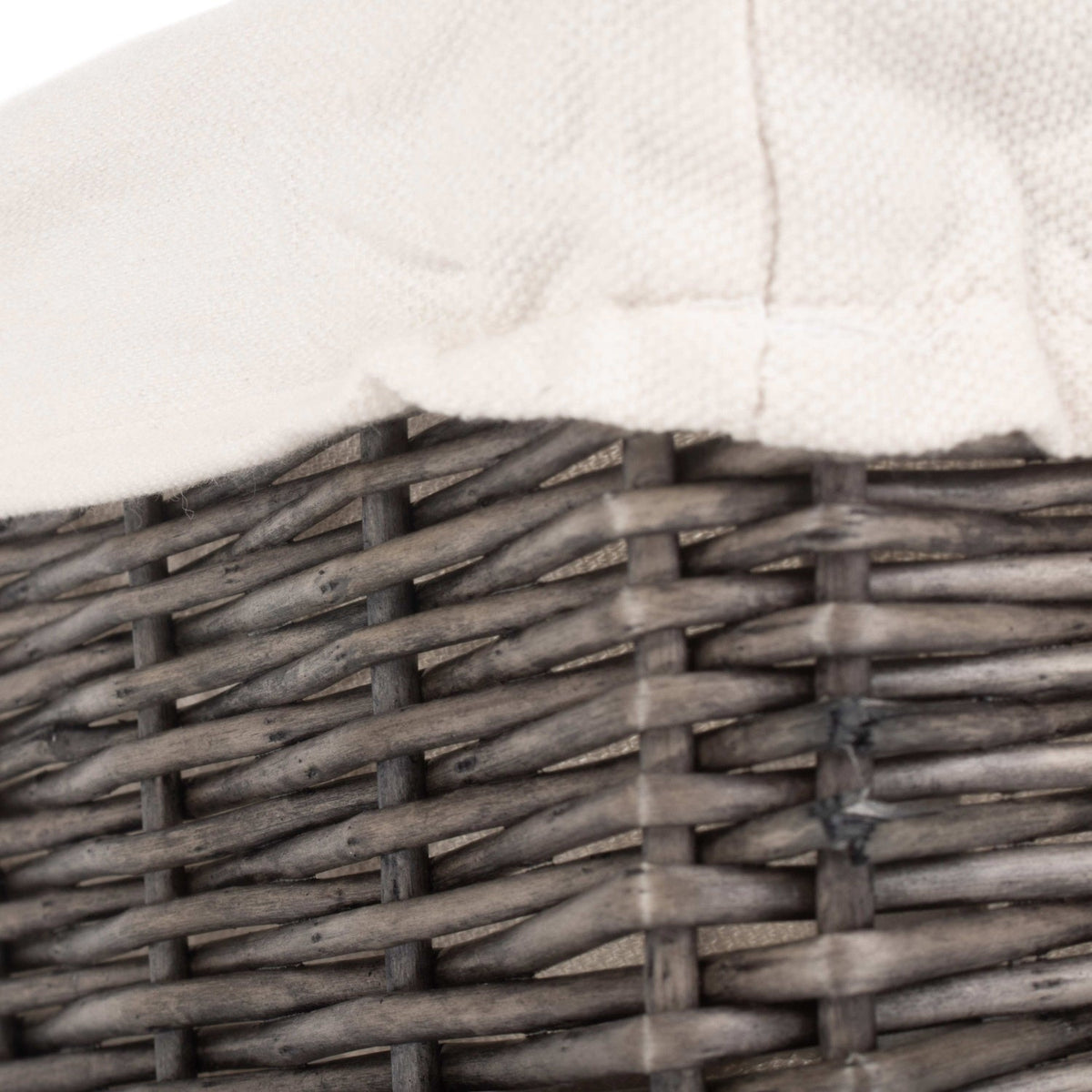 Small Antique Wash Willow Tray Basket with White Lining