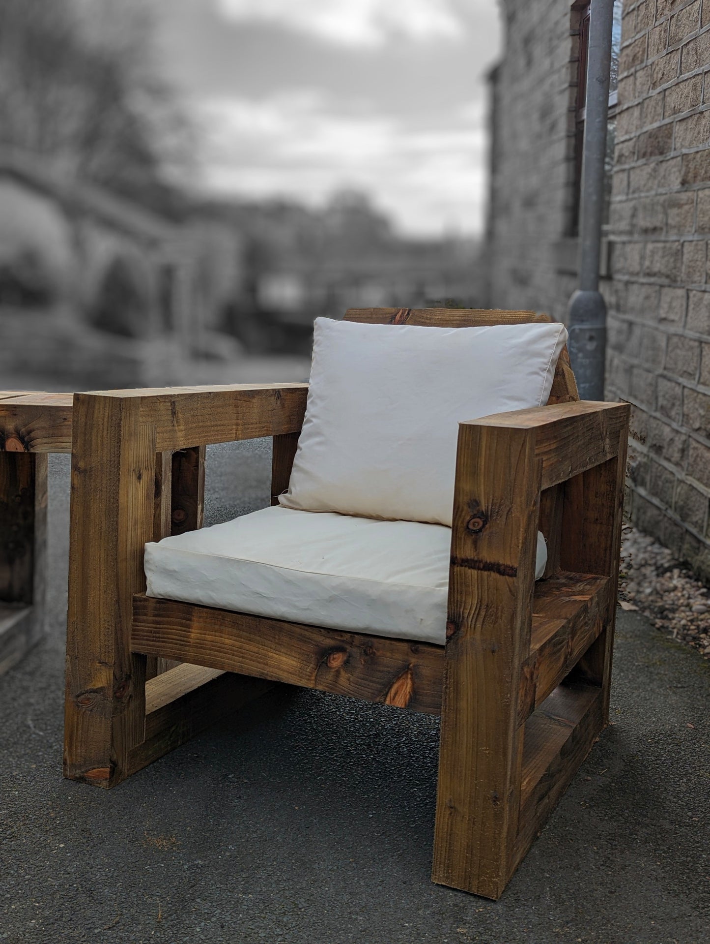 Solid Wood Garden Chair/Lounger Half set