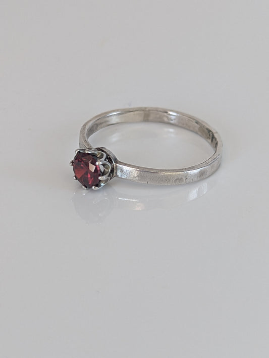 Silver Steed Silver Ruby Zirconia Ring