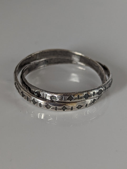 Silver Steed Two Interlinking Bands