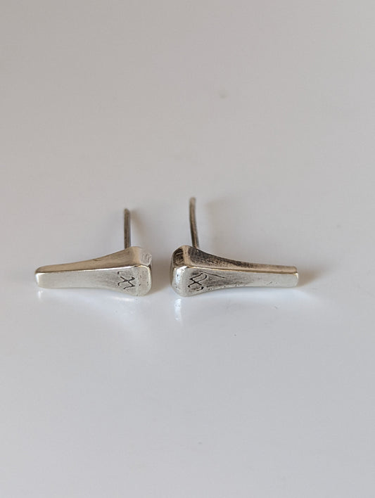 Silver Steed Short Hoof Nail Stud Earrings