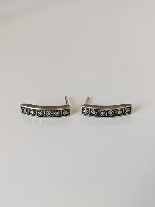 Silver Steed Greek Motive Stud Earrings