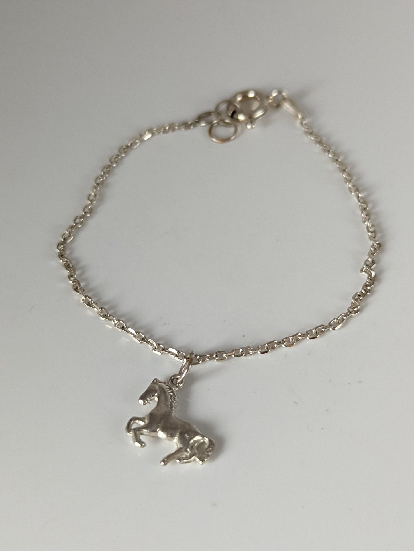 Silver Steed Horse on a Chain Delicate Bracelet