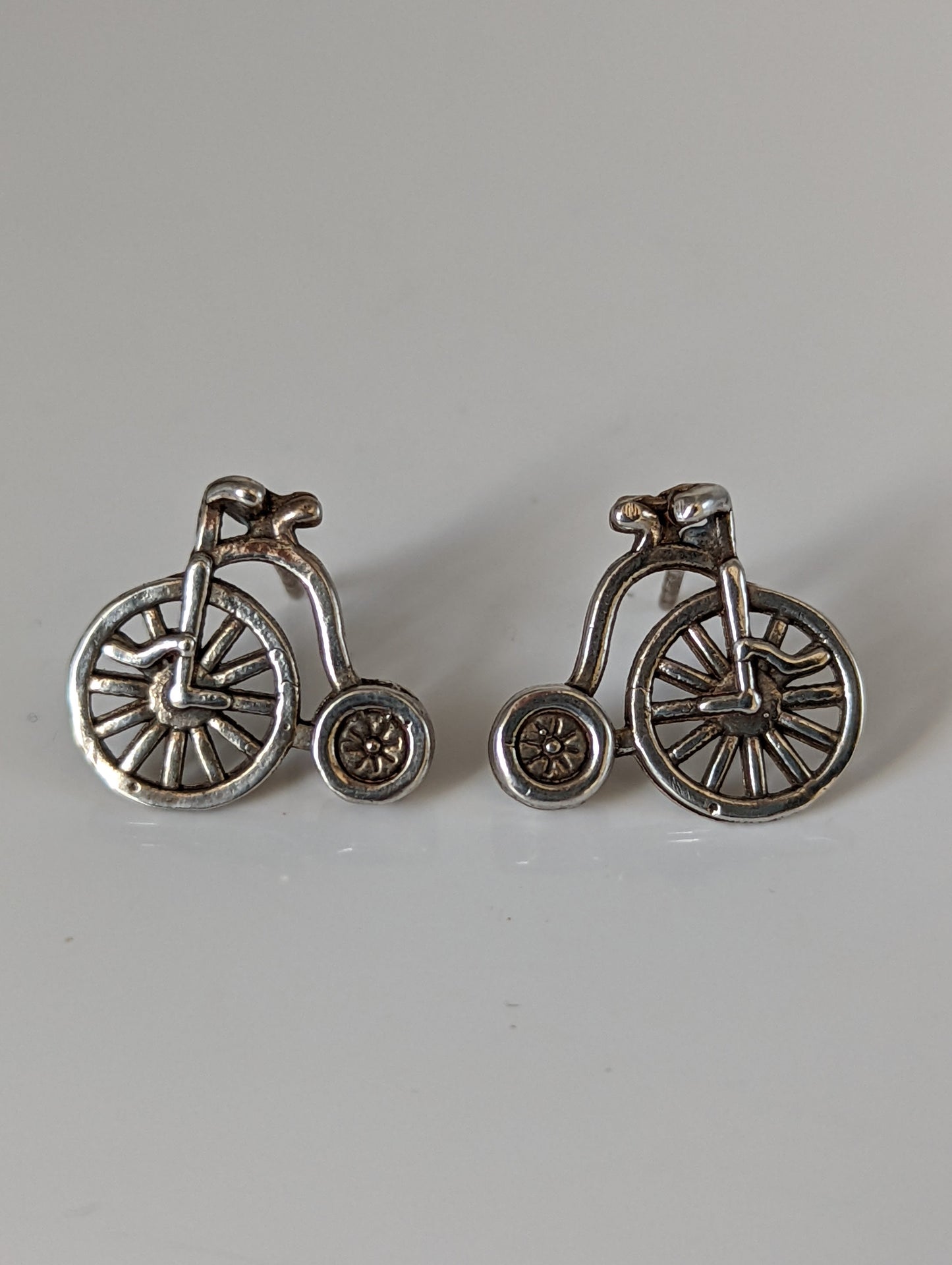 Silver Steed Penny Farthing Bike Stud Earrings