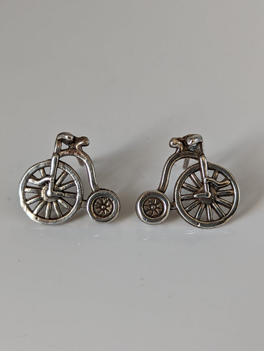 Silver Steed Penny Farthing Bike Stud Earrings