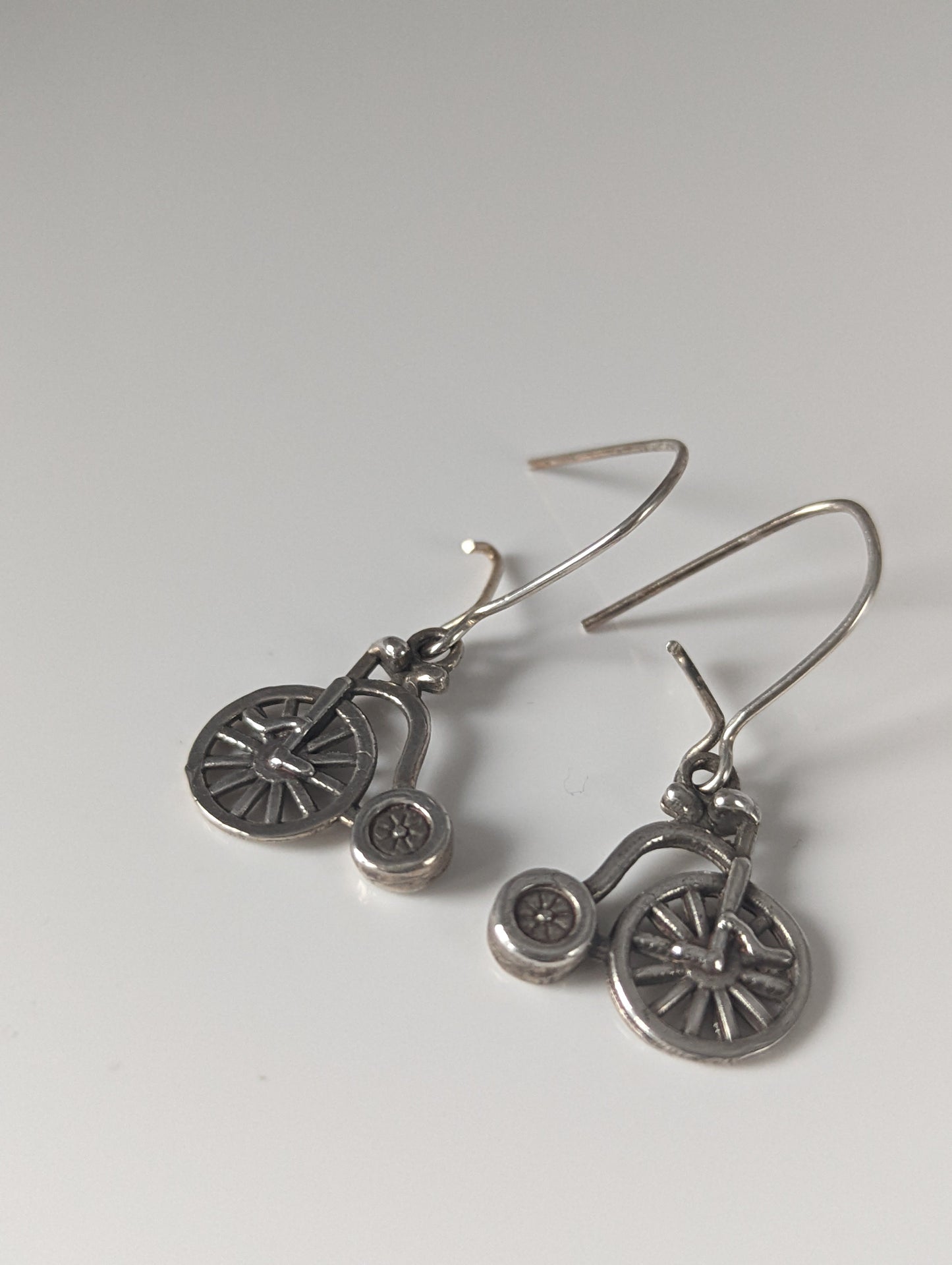 Silver Steed Penny Farthing Bike Dropped Earrings