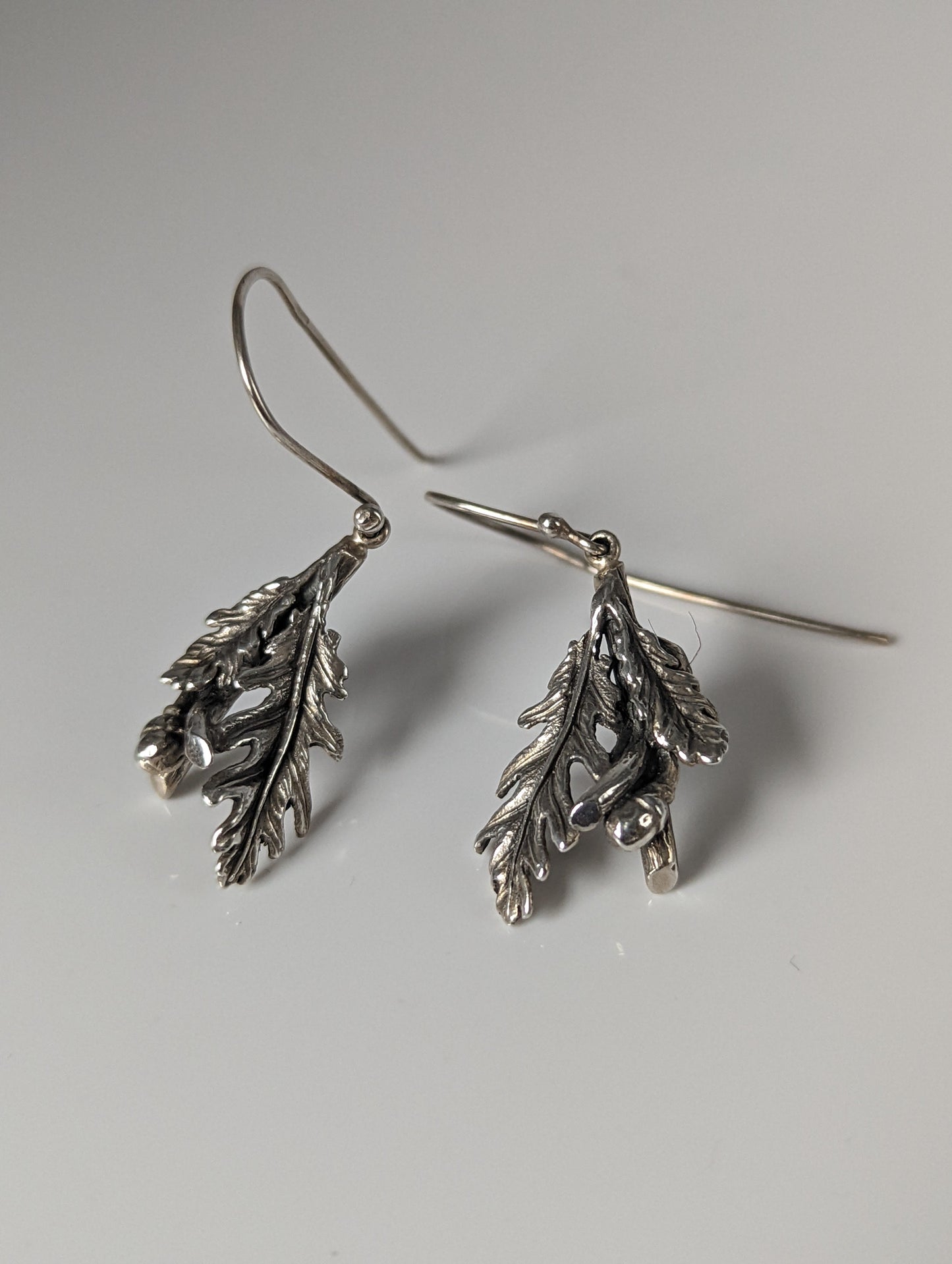 Silver Steed Acorn, Oak Leave Dropped Earrings