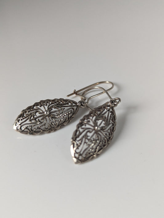Silver Steed Shield Dropped Earrings