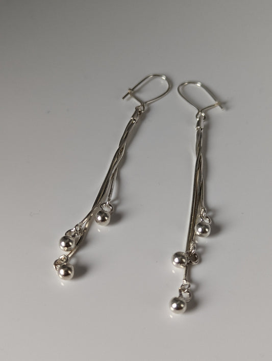Silver Steed Rope & Ball Dropped Earrings